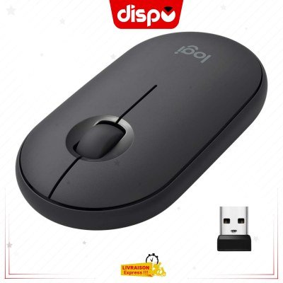 Souris sans fil Logitech Pebble avec Bluetooth ou Récepteur 2.4 GHz, Fine et Silencieuse