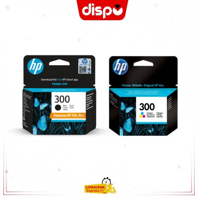 Pack Cartouches d'Encre HP 300 Noir et Tricolore Originales