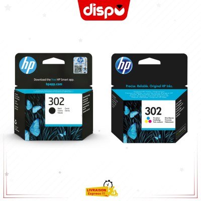 Pack Cartouches d'Encre HP 302 Noir et Tricolore Originales