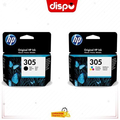 Pack Cartouches d'Encre HP 305 Noir et Tricolore Originales