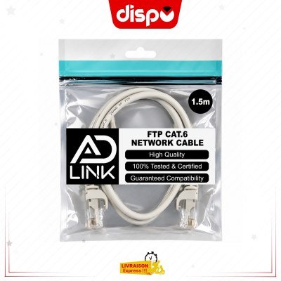 Patch Câble Réseau RJ45 Ad Link FTP Cat6 1.5m
