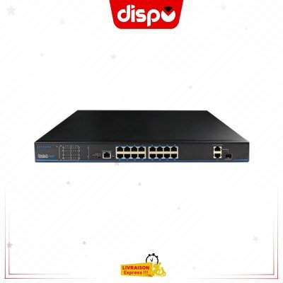 Switch Ethernet PoE UTEPO 16 ports 10/100 Mbps PoE+ 2 ports Gigabit RJ-45