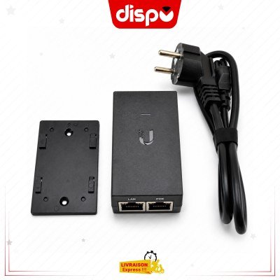 Adaptateur PoE Ubiquiti 24V (0.5A) – Injecteur d’Alimentation PoE pour Équipements Réseau