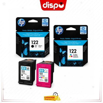 Pack Cartouches d'Encre HP 122 Noir et Tricolore Originales