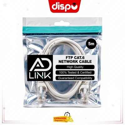 Patch Câble Réseau 5m RJ45 Ad Link FTP Cat6