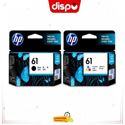 Pack Cartouches d'Encre HP 61 Noir et Tricolore Originales
