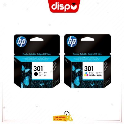 Pack Cartouches d'Encre HP 301 Noir et Tricolore Originales