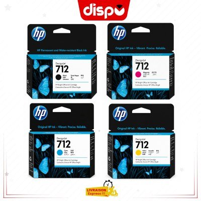 Pack Cartouches d'Encre HP 712 Noir, Cyan, Magenta et Jaune Originales