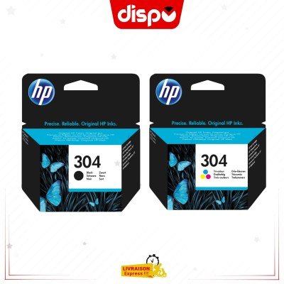 Pack Cartouches d'Encre HP 304 Noir et Tricolore Originales