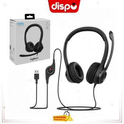 Casque USB Logitech H390 – Stéréo avec Microphone Antibruit
