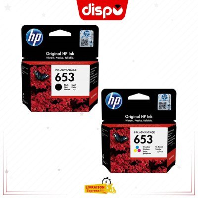Pack Cartouches d'Encre HP 653 Noir et Tricolore Originales