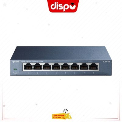 Switch TP-LINK TL-SG108 Switch de bureau 8 ports RJ45 10/100/1000 Mbps Gigabit