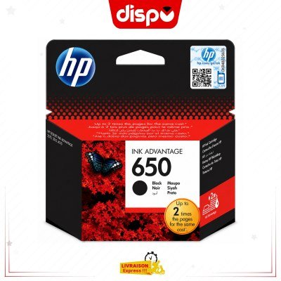 Cartouche d'Encre HP 650 Noir Originale (CZ101AE)