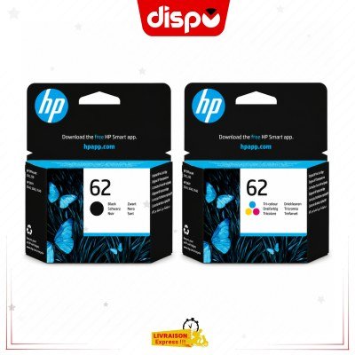 Pack Cartouches d'Encre HP 62 Noir et Tricolore Originales
