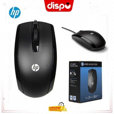 Souris optique filaire HP X500 USB - Noir