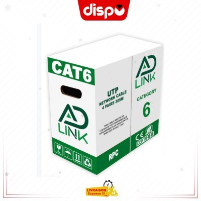 Rouleau Câble Réseau RJ45 Ad Link UTP Cat 6 305m