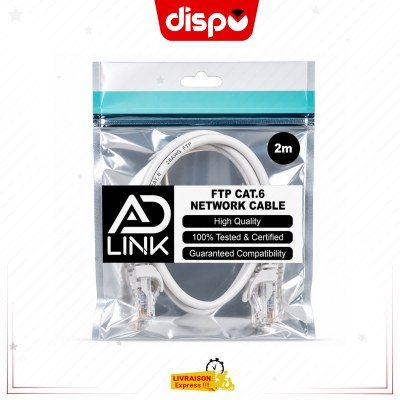 Rouleau Patch Câble Réseau 2m RJ45 Ad Link FTP Cat6