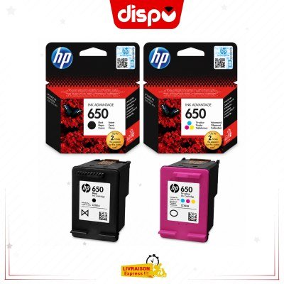 Pack Cartouches d’Encre HP 650 Noir et Tricolore Originales