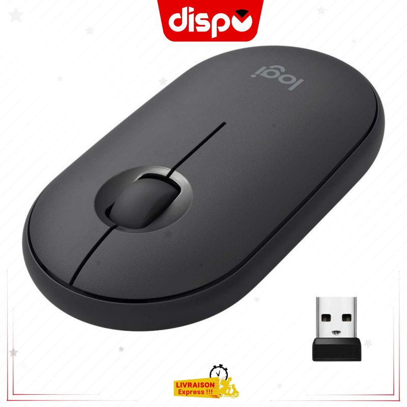 Souris sans fil Logitech Pebble avec Bluetooth ou Récepteur 2.4 GHz, Fine et Silencieuse