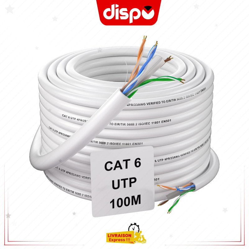 Rouleau Câble Réseau Ethernet RJ45 Ad Link UTP Cat 6 100m