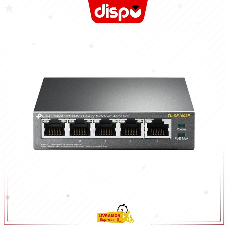 Switch TP-LINK TL-SF1005P Switch de bureau 5 ports 10/100 Mbps 4 ports PoE