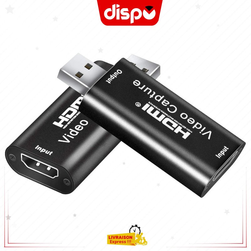Carte De Capture Vidéo HDMI Vers USB 2.0, Enregistrement 1080p Et 30 Hz Pour Caméscope Reflex Numérique (Noir)