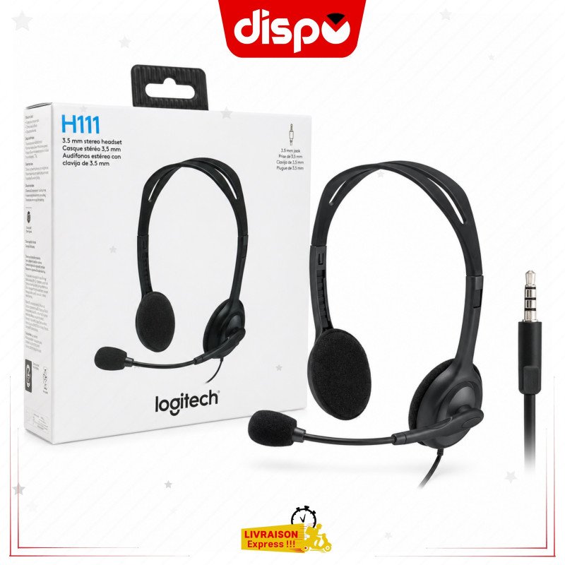 Casque Logitech H111 Stéréo avec Microphone Jack 3,5 mm