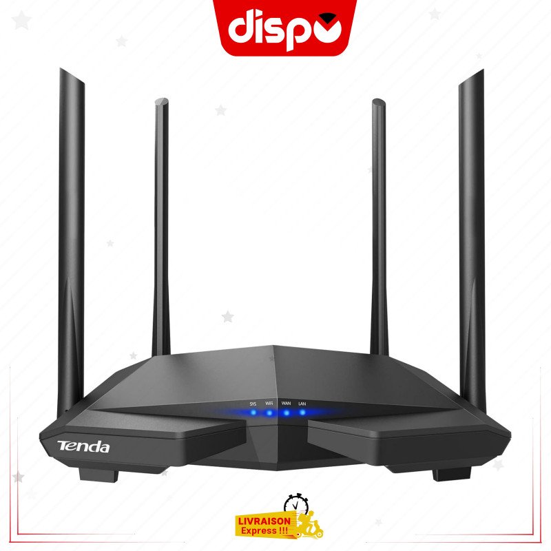 Répéteur Tenda AC6 AC1200 : Routeur Wi-Fi bi-Bande 300 Mbps (2,4 GHz) et 867 Mbps (5 GHz), 4 antennes 5 dBi