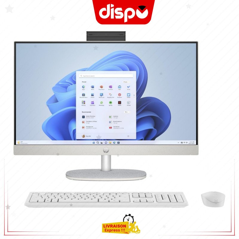Ordinateur All-in-One HP 24-CR0011 8 GB RAM 512 GB SSD Intel Core i5-1335U Ecran 24"