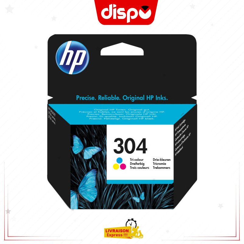 Cartouche d'Encre HP 304 Tricolore Originale (N9K05AE)