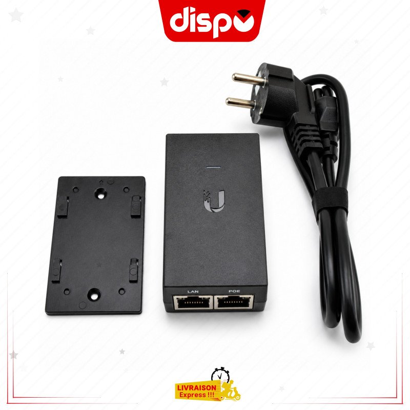 Adaptateur PoE Ubiquiti 24V (0.5A) – Injecteur d’Alimentation PoE pour Équipements Réseau