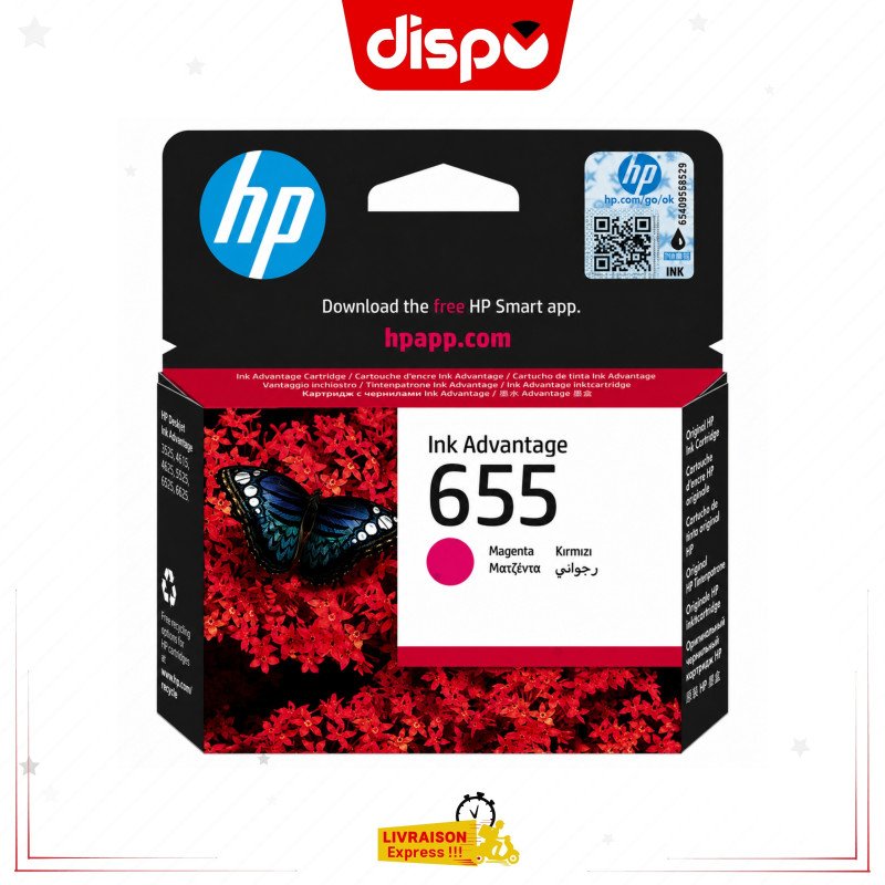 Cartouche d'Encre HP 655 Magenta Originale (CZ111AE)