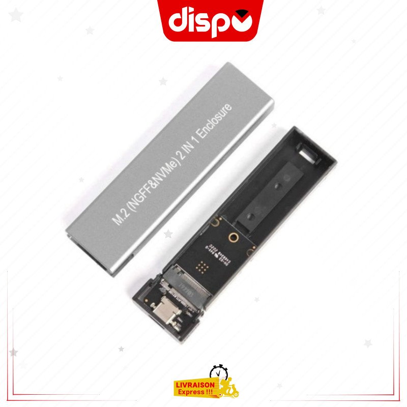 Boîtier Disque Dur SSD M2 (NGFF &amp; NVMe) – USB 3.1
