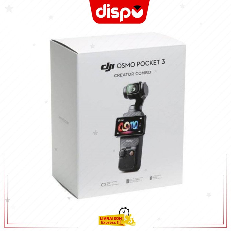 DJI Osmo Pocket 3 Creator Combo – Caméra portable 4K stabilisée sur 3 axes avec écran tactile rotatif