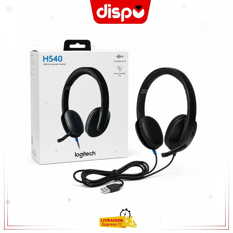 Casque USB Logitech H540 – Stéréo avec Microphone Antibruit