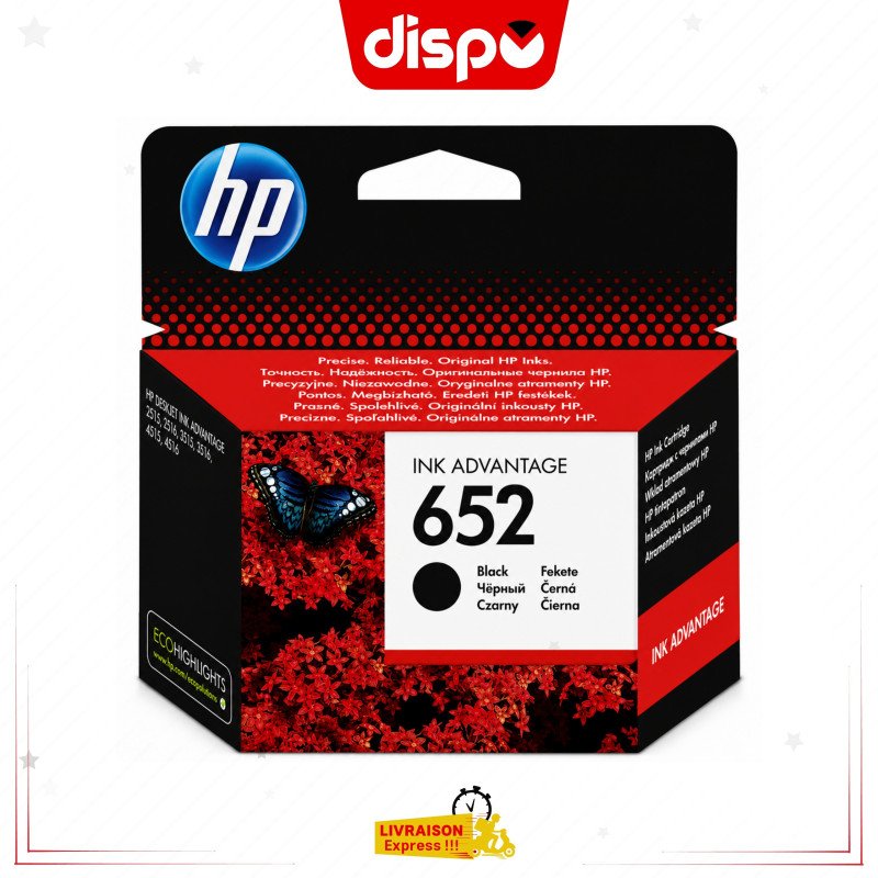 Cartouche d'Encre HP 652 Noir Originale (F6V25AE)