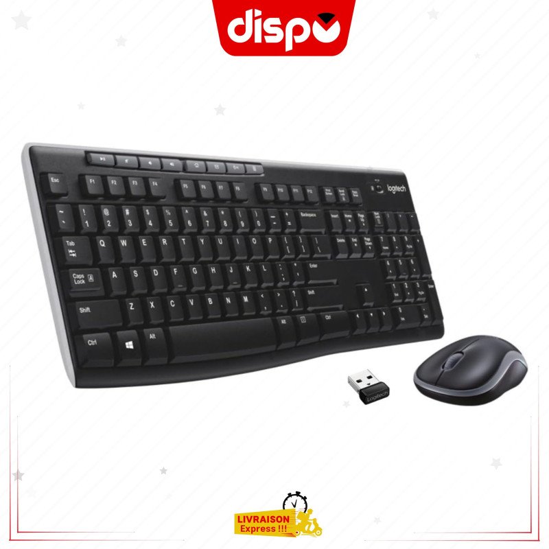 Combo Clavier et Souris Logitech MK270 - Sans Fil pour Windows - QWERTY - Noir