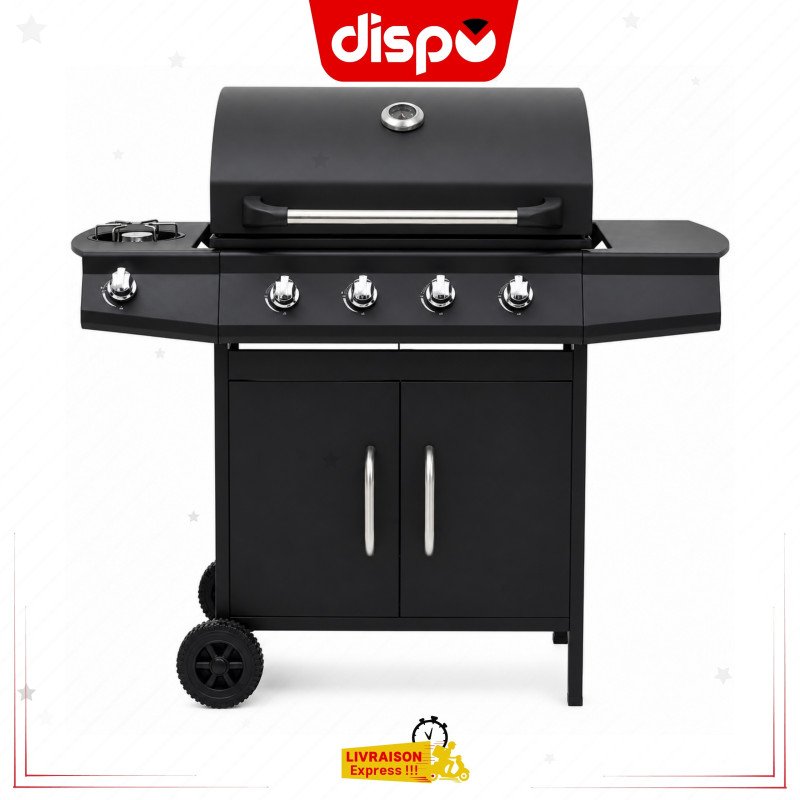 Barbecue à Gaz Decakila KMGS006B GM 4 Brûleurs Noir