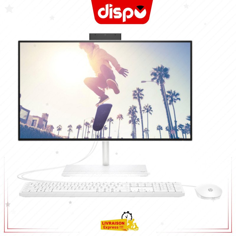 Ordinateur All-in-One HP 24 CB1025NH Intel Core i5 12e Gen RAM 8 GB SSD 512 GB Ecran 24″ Full HD