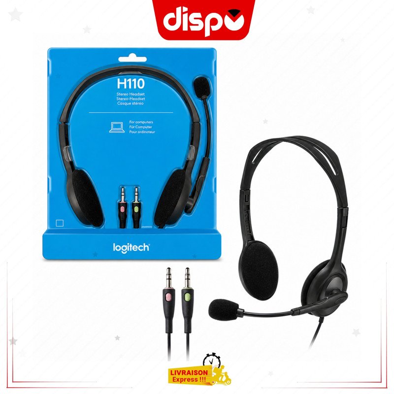 Casque Stéréo Logitech H110 avec Microphone – Noir