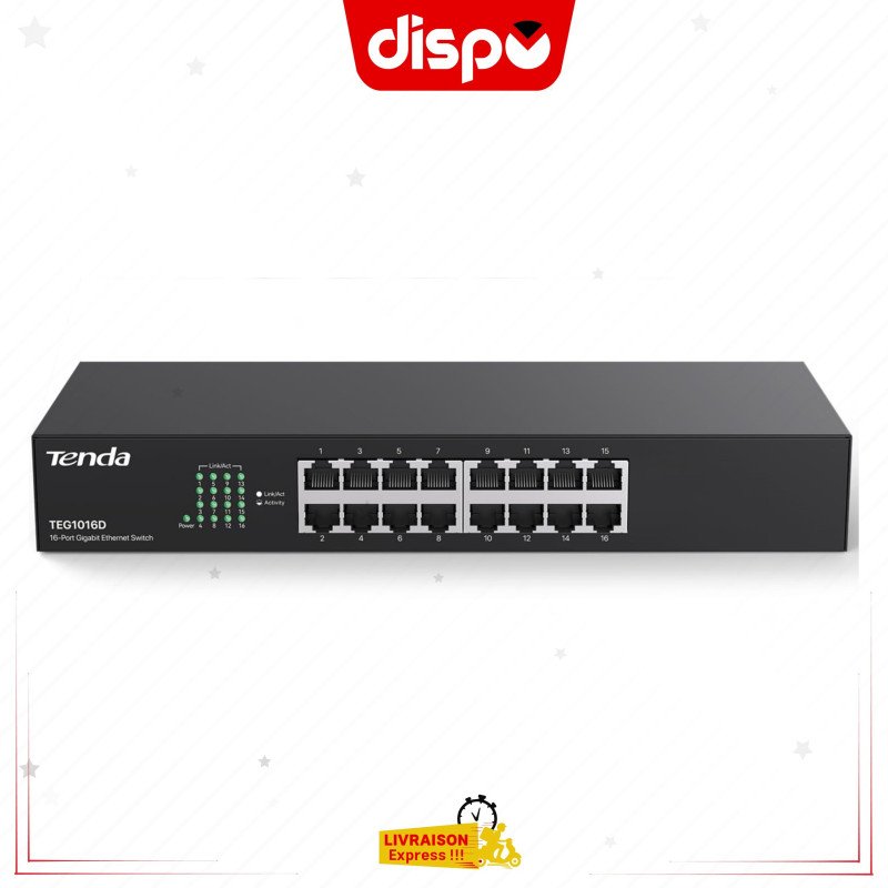 Switch Tenda TEG1016D Switch Ethernet Gigabit 16 ports | Non Administrable 10/100/1000 Mbps