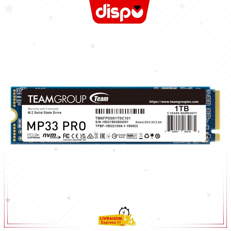 Disque Dur SSD Interne TEAMGROUP MP33 NVMe 1TB