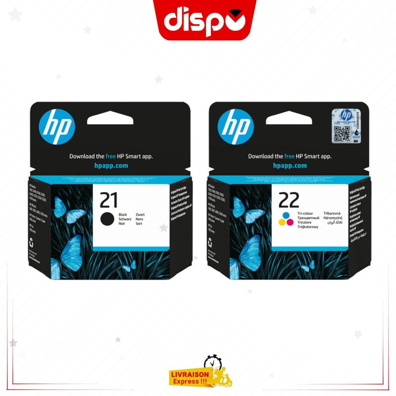 Pack de Cartouches d'Encre HP 21/22 Originales