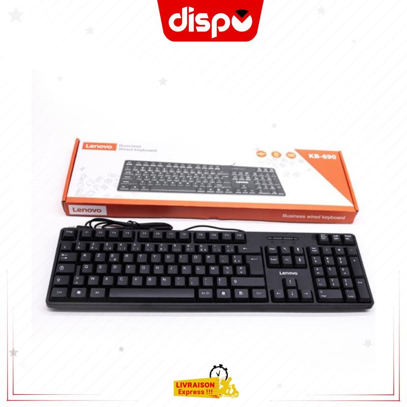 Clavier Filaire Lenovo KB-690 USB Azerty