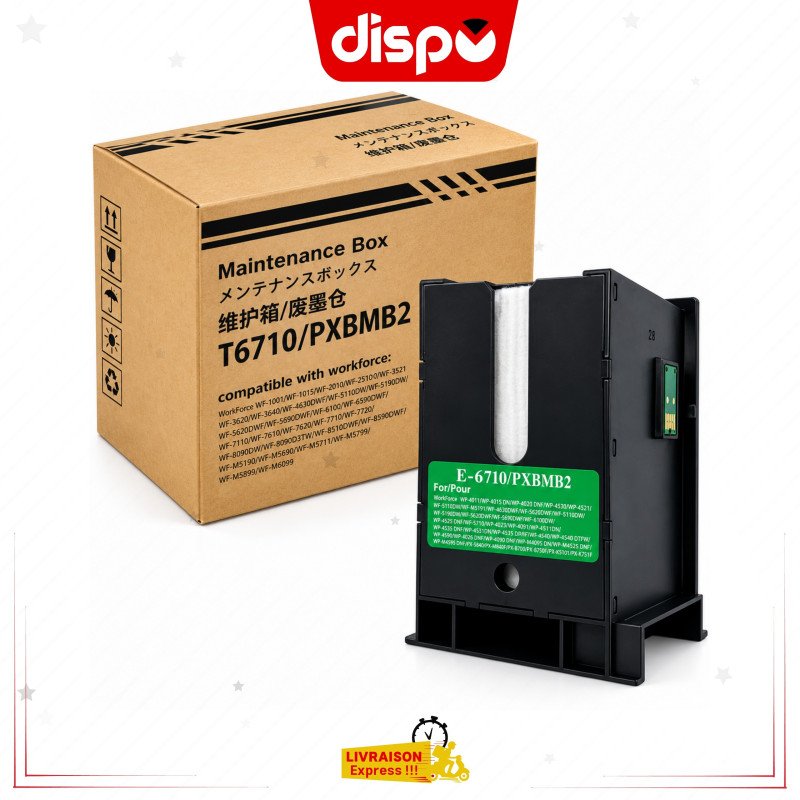 La Boîte de Maintenance compatible Epson E-6710 - PXBMB2 Pour Epson WorkForce Pro : WP-4010, WP-4020, WP-4090, WP-4520, WP-4530, WP-4533, WP-4540, WP-4590