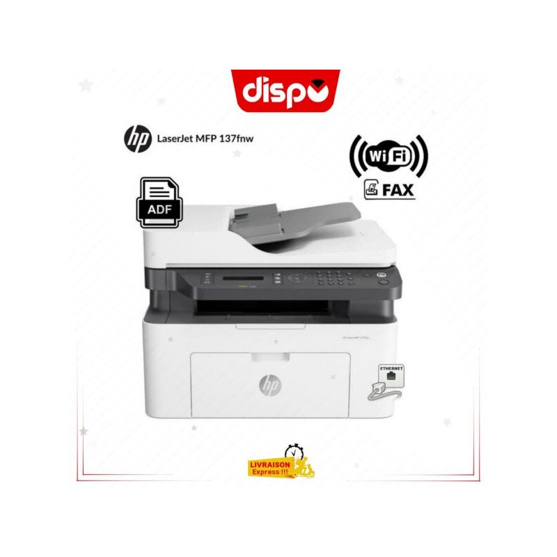 Imprimante Multifonction HP Laser 137fnw Monochrome (Wi-Fi)