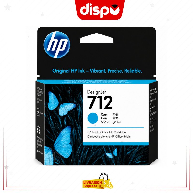 Cartouche d'Encre HP 712 Cyan Originale (3ED67A)