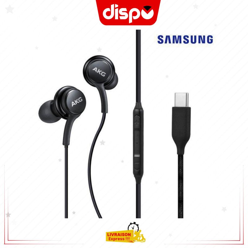 Ecouteurs Filaires Samsung Type-C Noir By AKG- Son Stéréo Equilibre Confortable