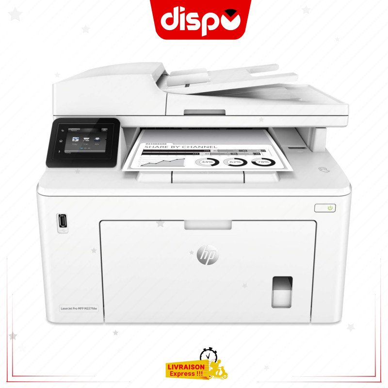 Imprimante Multifonction HP LaserJet Pro MFP M227FDW Monochrome Wi-Fi