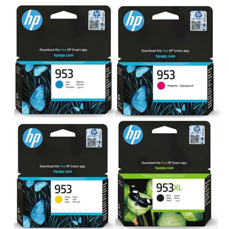 Cartouches d’encre HP 953 Couleurs (noir, jaune, cyan, magenta)